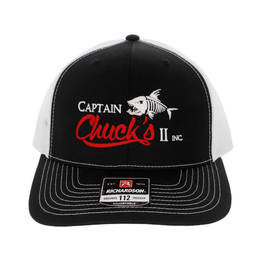 Captain Chuck's Trucker Hat Black/White